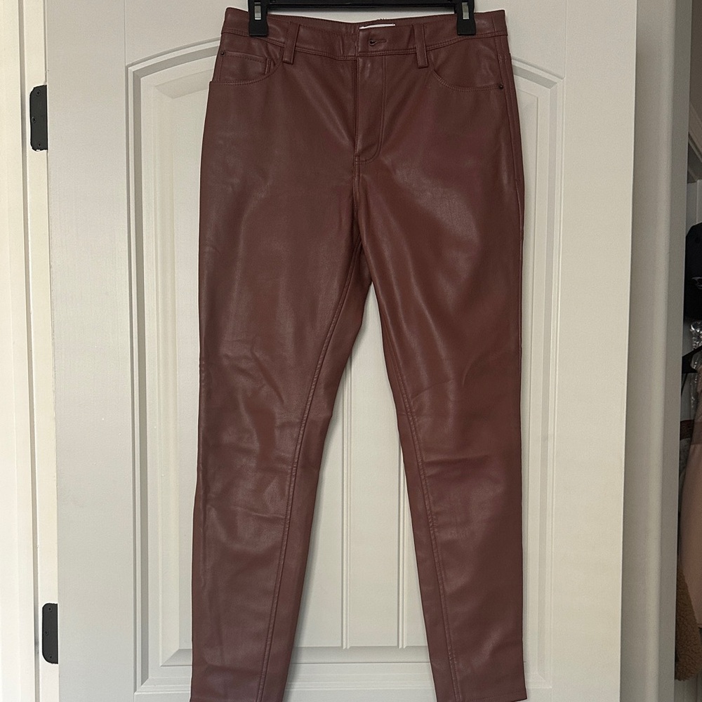 Kensie Women's Reddish-Brown Leather Skinny Pants